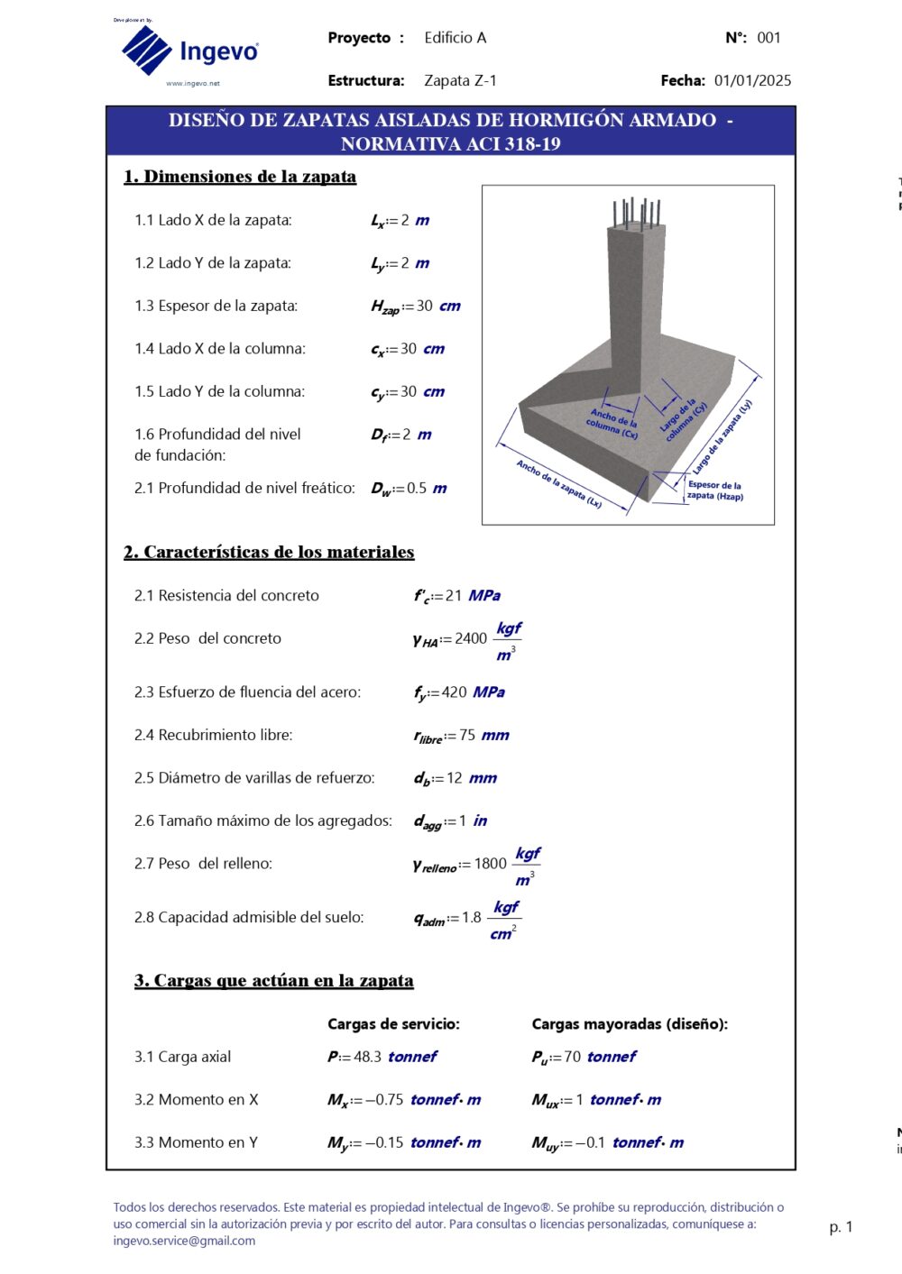 Plantilla Mathcad de diseño de zapatas aisladas de hormigón armado - ACI 318-19 - Image 3
