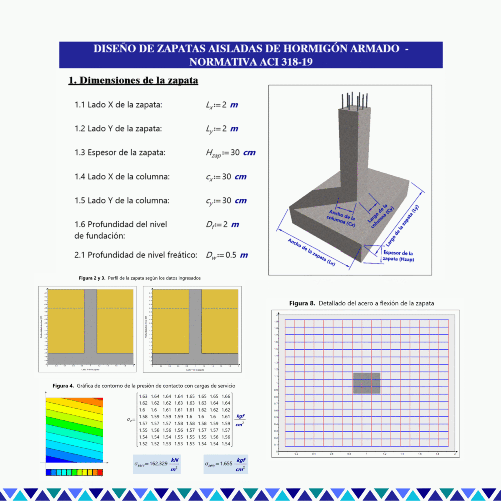 Plantilla Mathcad de diseño de zapatas aisladas de hormigón armado - ACI 318-19 - Image 2