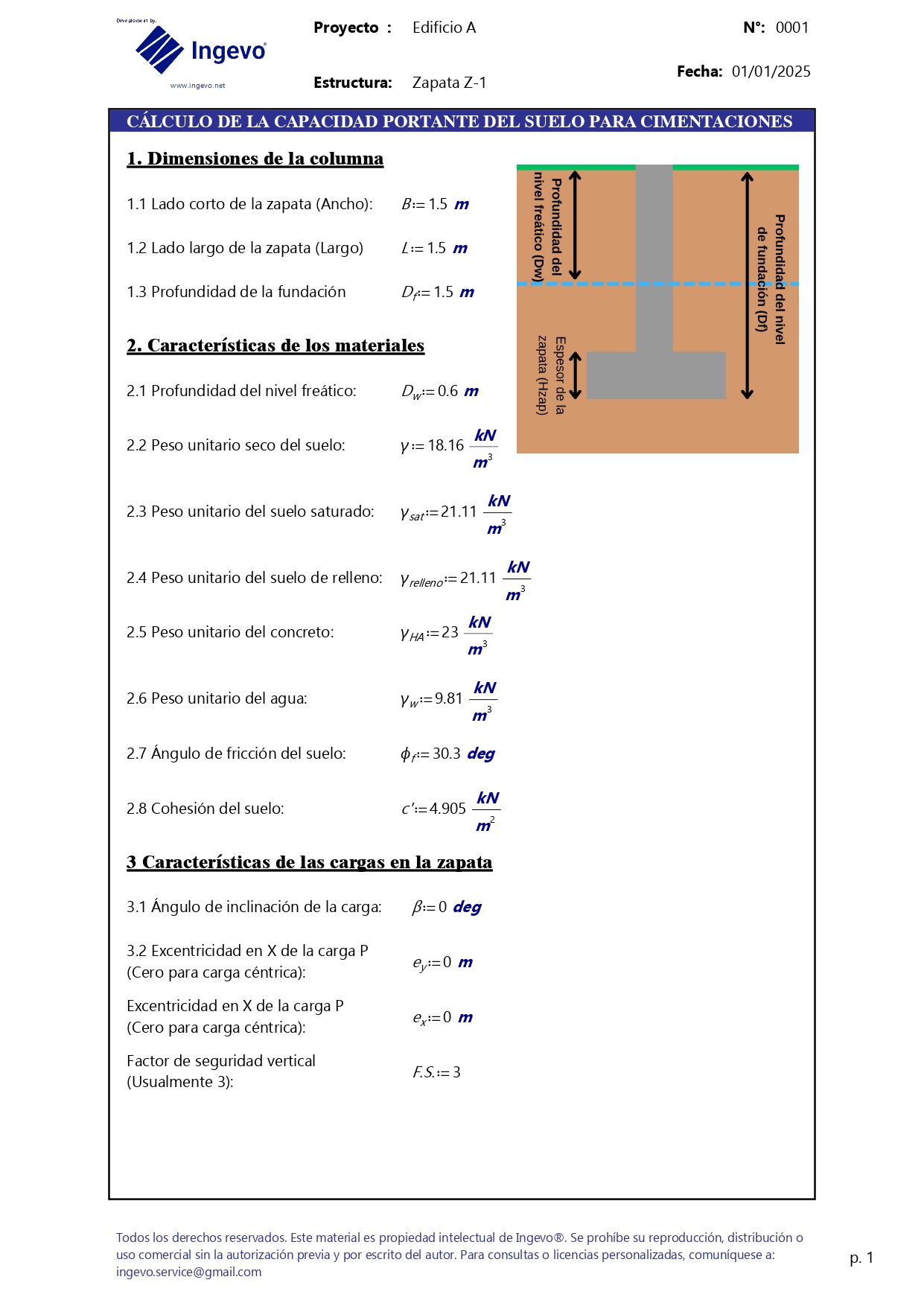 Plantilla Mathcad para el cálculo de la capacidad portante del suelo para cimentaciones - ACI 318-19 - Image 3