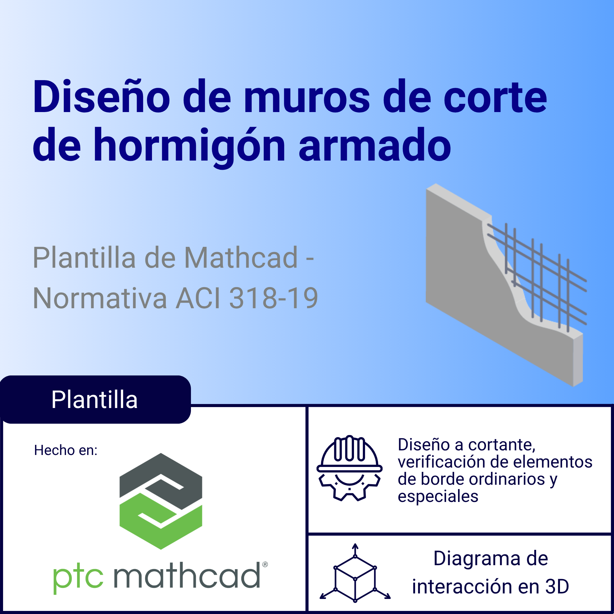 Plantilla Mathcad de diseño de muros estructurales (corte) de hormigón armado - ACI 318-19