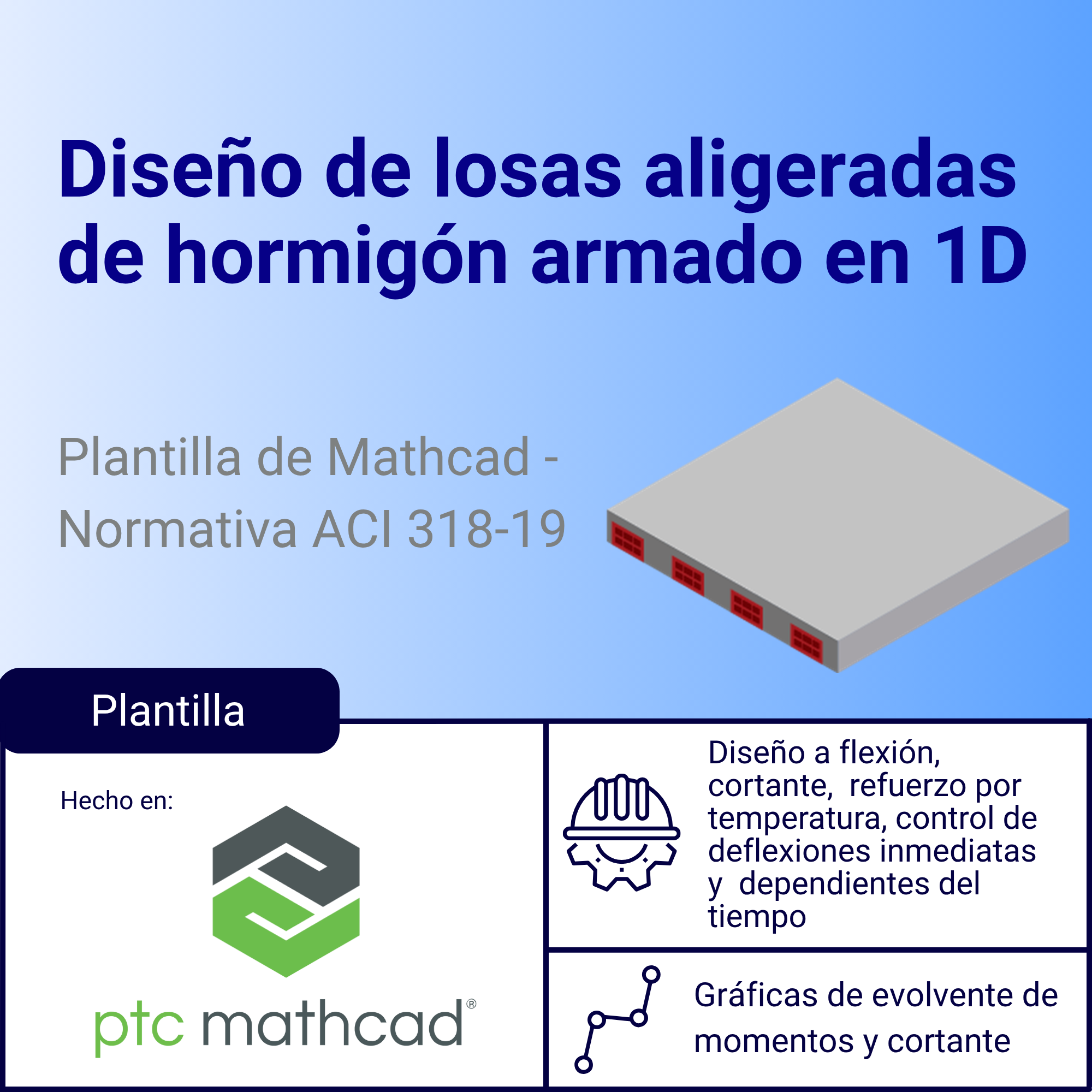 Plantilla Mathcad de diseño de losas aligeradas en una dirección de hormigón armado - ACI 318-19