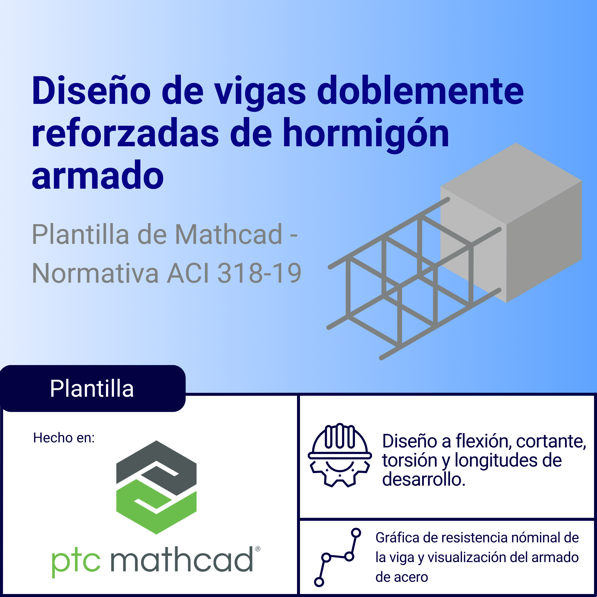 Plantilla Mathcad de diseño de vigas doblemente reforzadas de hormigón armado - ACI 318-19