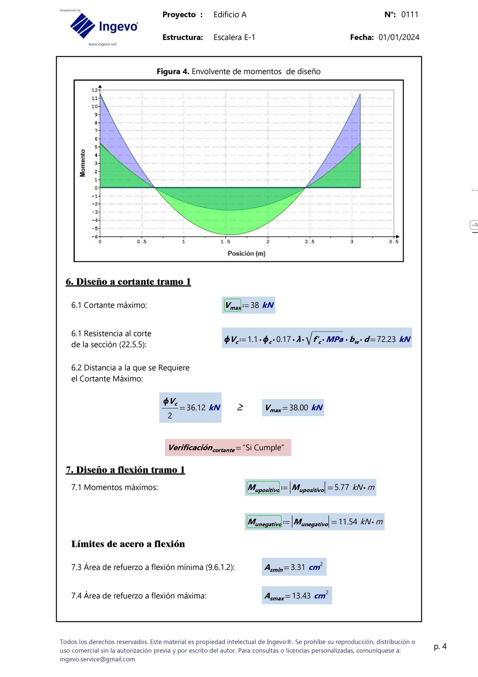 Diseño de escaleras de hormigón armado con descanso “Tipo I, II y III” – Según normativa ACI 318-19 - Image 6