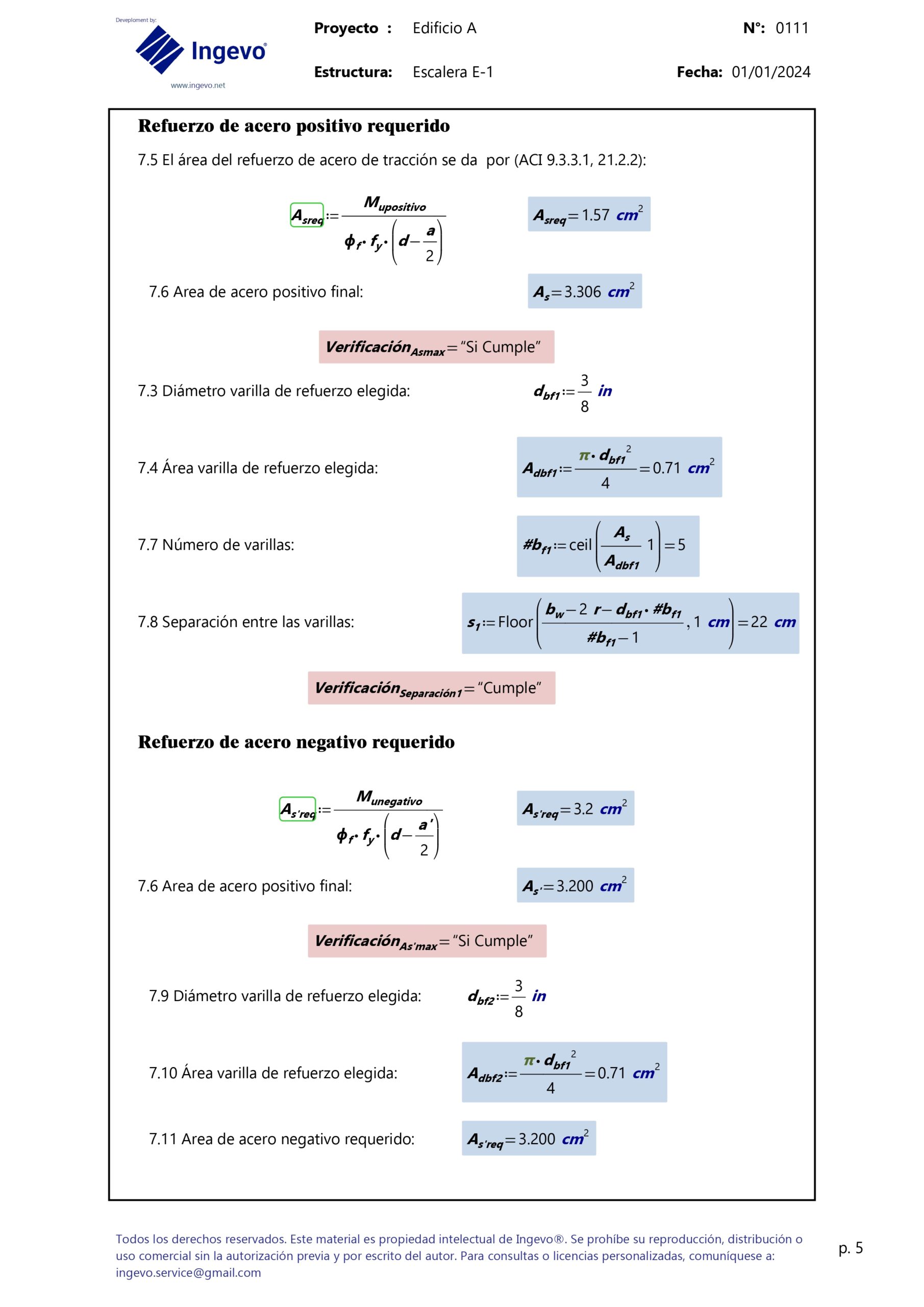 Diseño de escaleras de hormigón armado con descanso “Tipo I, II y III” – Según normativa ACI 318-19 - Image 7