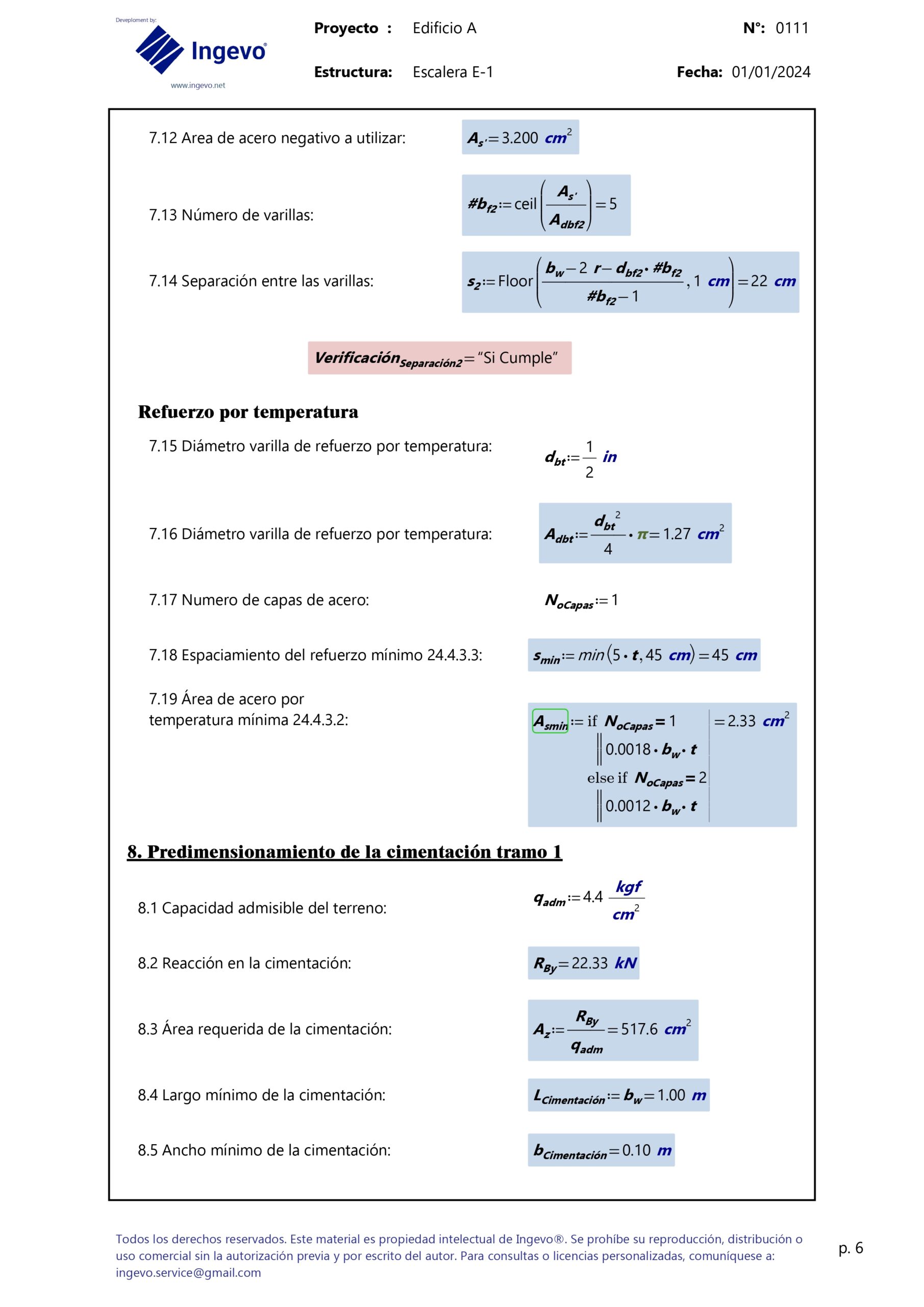 Diseño de escaleras de hormigón armado con descanso “Tipo I, II y III” – Según normativa ACI 318-19 - Image 8
