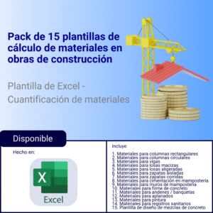 Pack de plantillas Excel para el cálculo de materiales de construcción